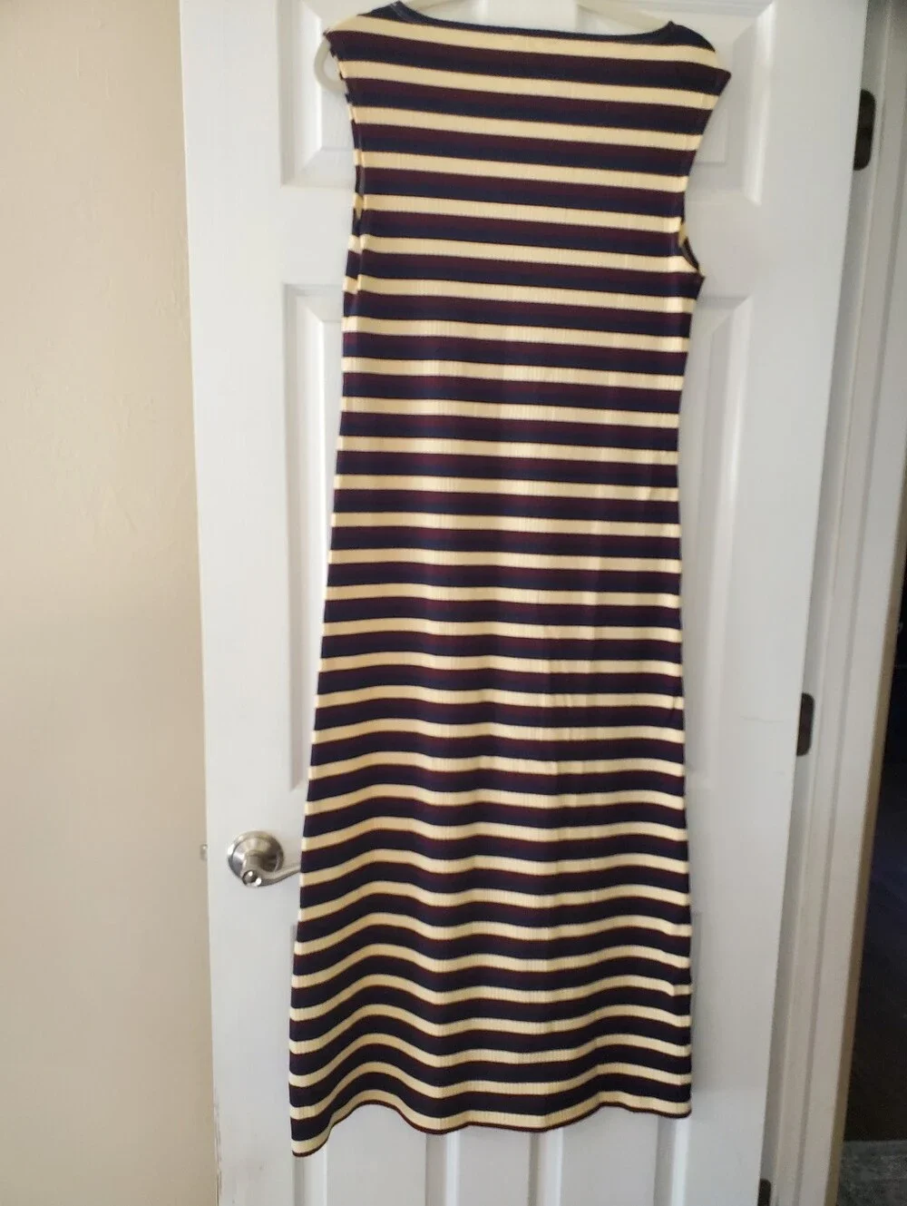 J. Crew Knit Boatneck Midi Dress In Stripe Size Large